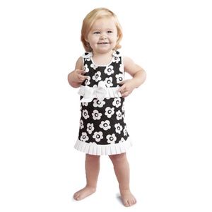 NEW Mud Pie Pleated Ruffle Shift Dress 0-6 Months